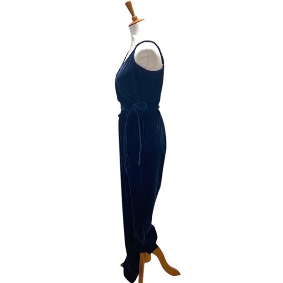 Gap Velvet Jumpsuit Midnight Navy Blue Size M Holiday - Picture 12 of 16